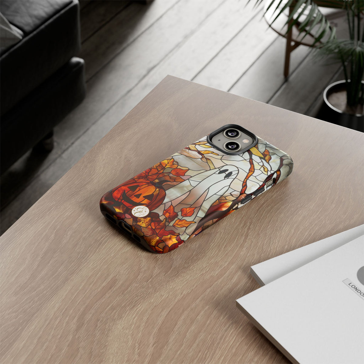 Ghost & Pumpkin Stained Glass Halloween Phone Case