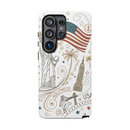 USA Landmarks Boho Doodle Tough Phone Case