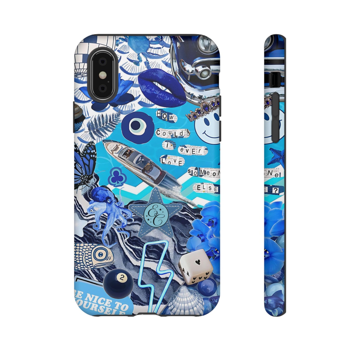 Eclectic Blue Collage Tough Phone Case