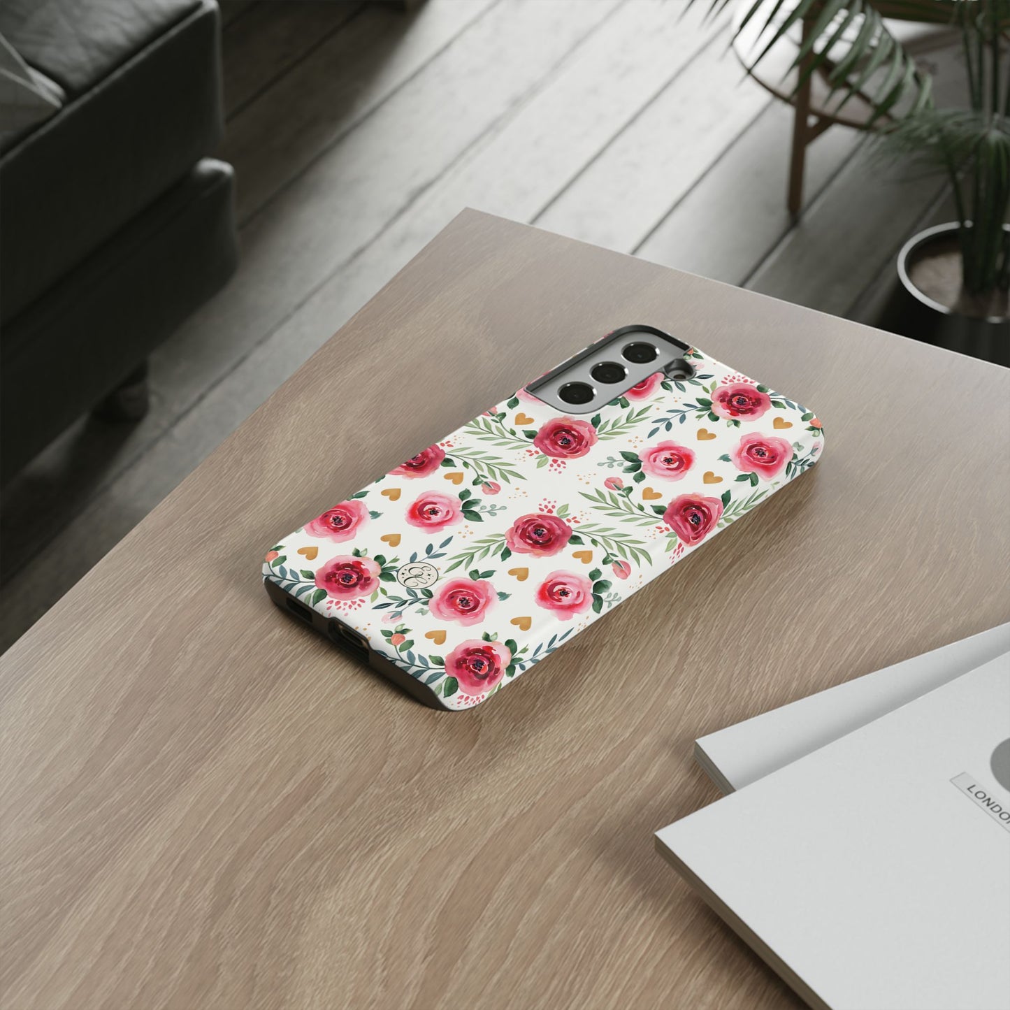 Hearts & Roses Watercolor Pattern Tough Phone Case