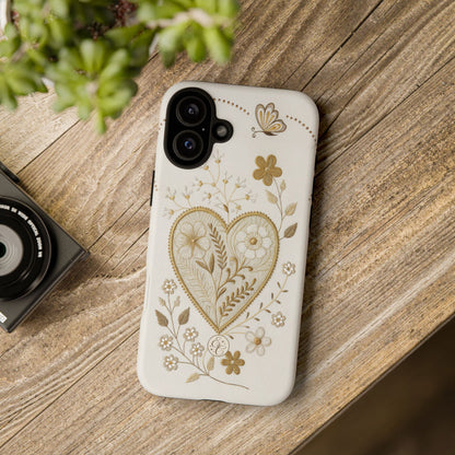 Floral Heart Design Tough Phone Case