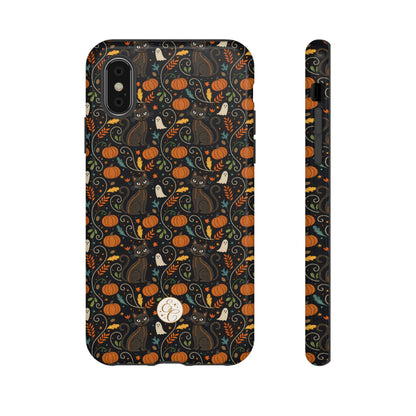 Boho Halloween Black Cat Pattern Tough Phone Case