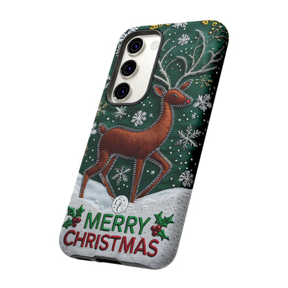 Merry Christmas Reindeer Tough Phone Case