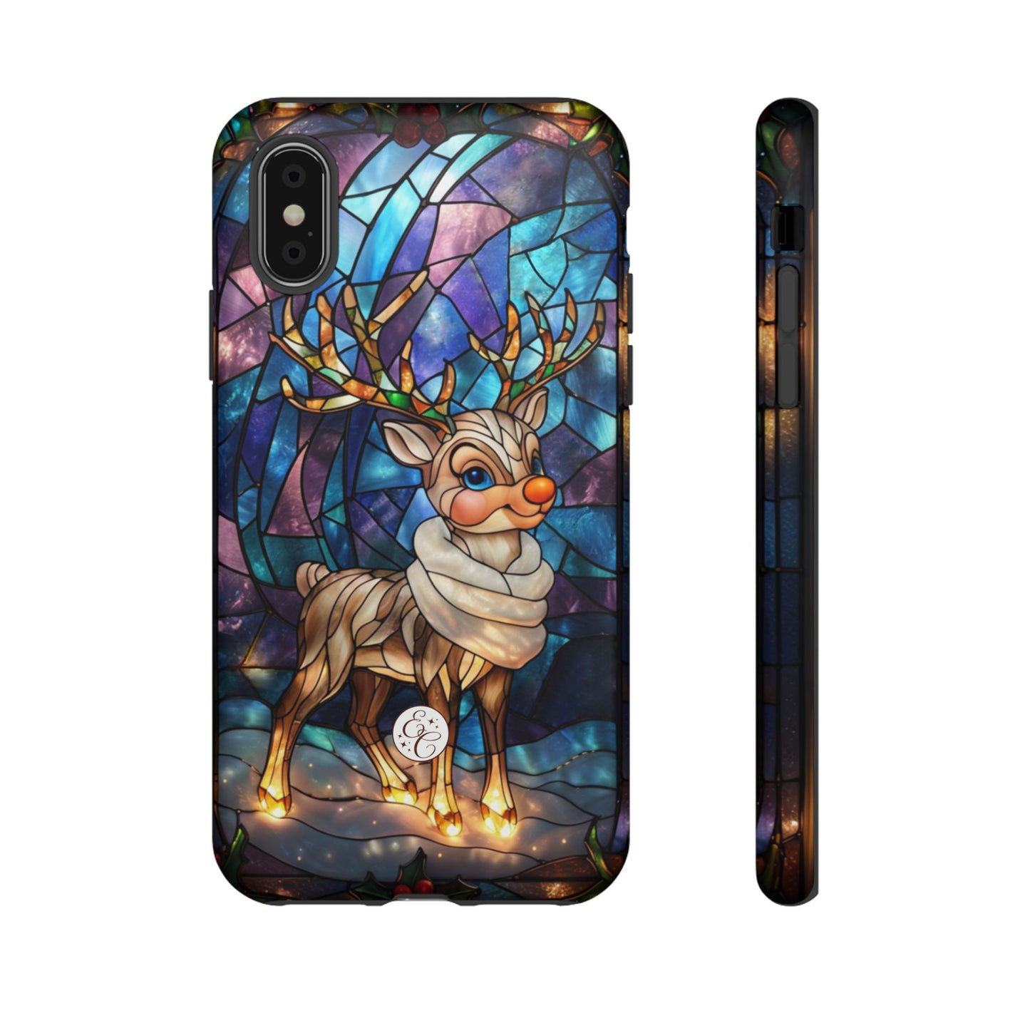 Cute Reindeer Stained Glass Tough Phone Case