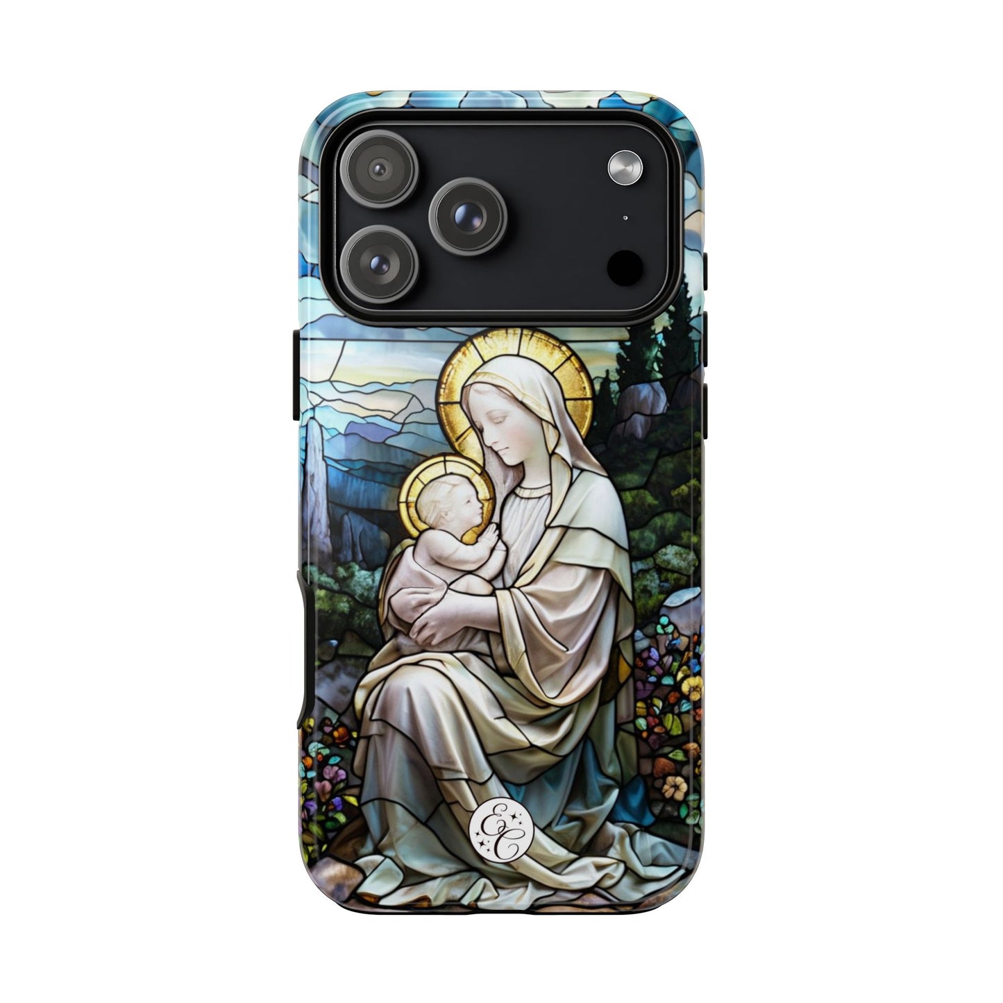 Virgin Mary with Baby Jesus Stained Glass Tough Phone Case