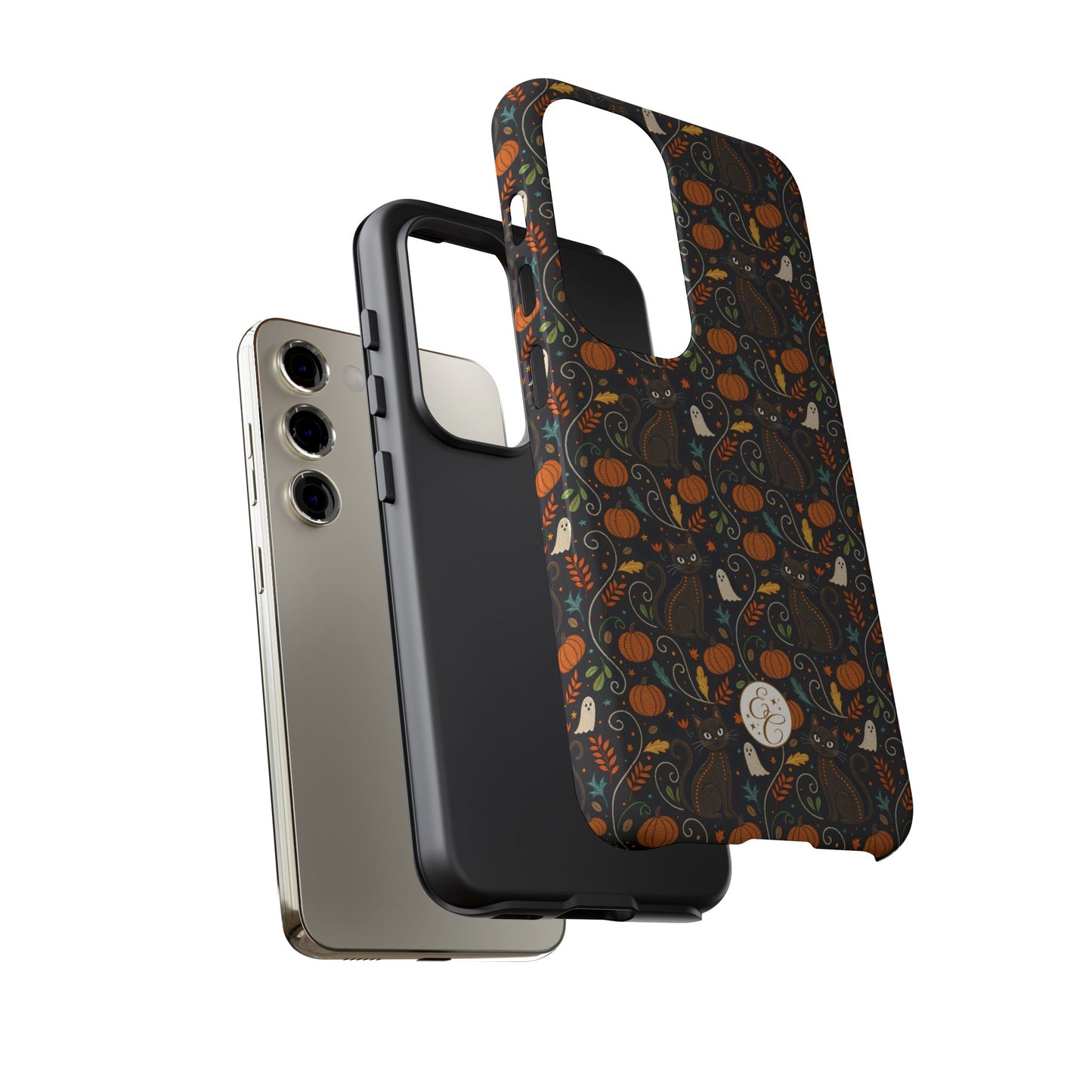 Boho Halloween Black Cat Pattern Tough Phone Case