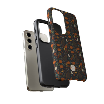 Boho Halloween Black Cat Pattern Tough Phone Case