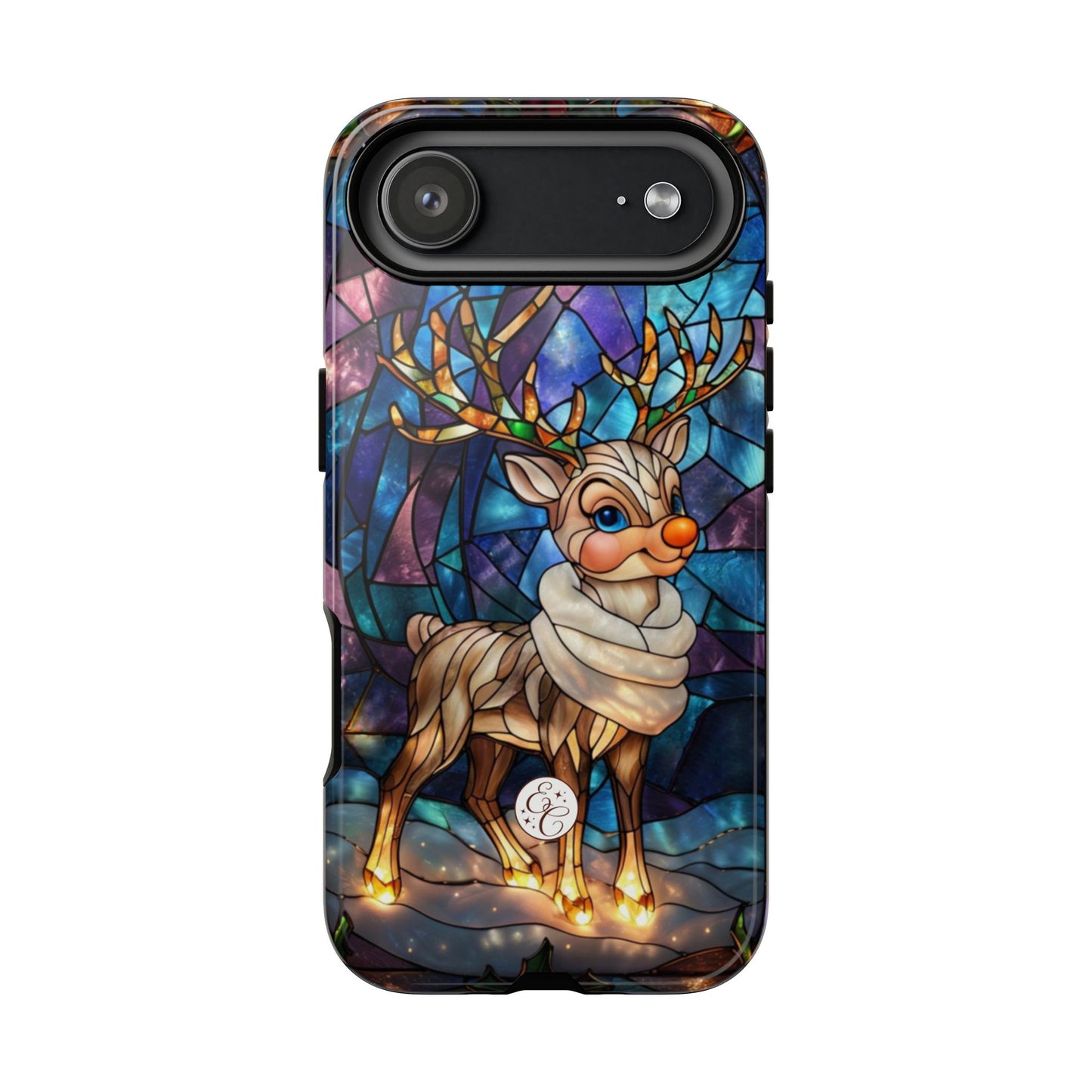 Cute Reindeer Stained Glass Tough Phone Case