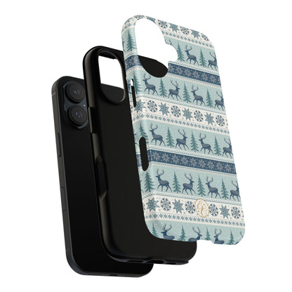 Blue Winter Reindeer Tough Phone Case