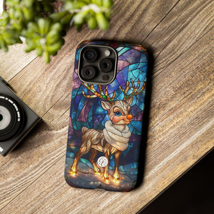 Cute Reindeer Stained Glass Tough Phone Case