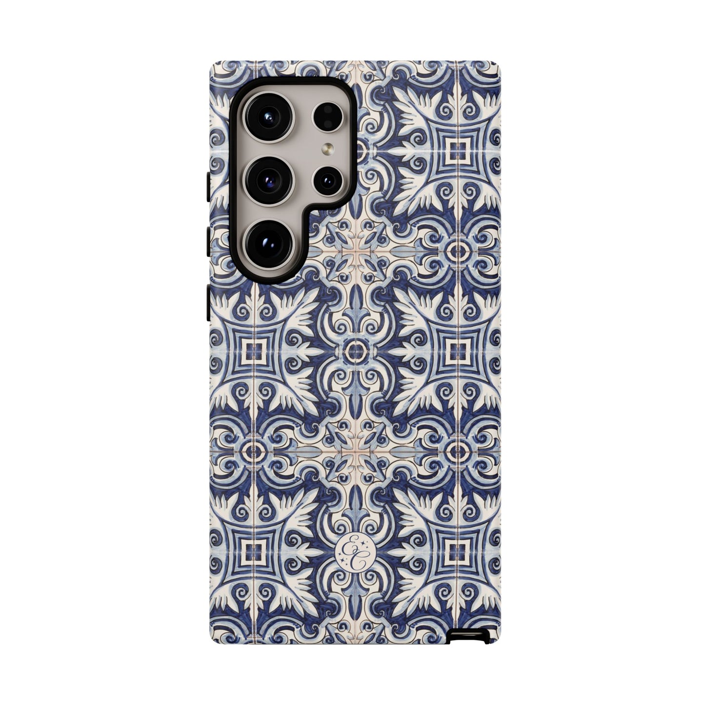 Mediterranean Floral Ceramic Pattern Tough Phone Case