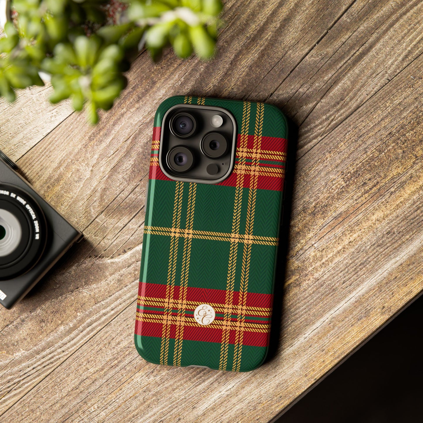 Green Red & Gold Plaid Tough Phone Case