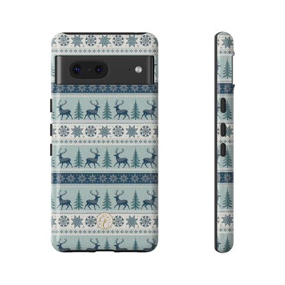 Blue Winter Reindeer Tough Phone Case