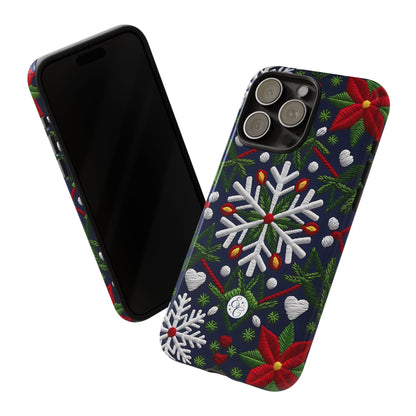 Snowflakes and Poinsettias Tough Phone Case