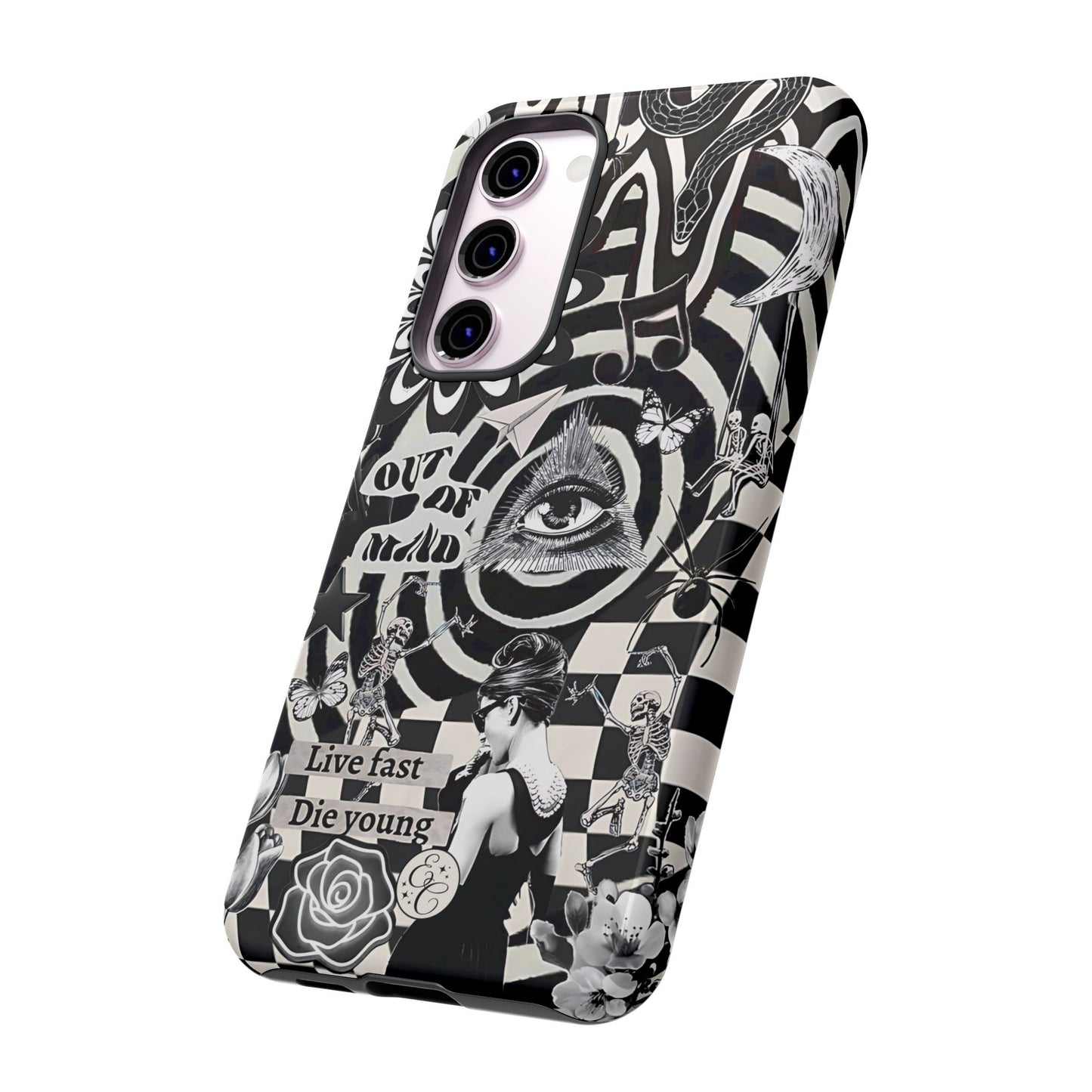 Black and White Psychedelic Art Tough Phone Case