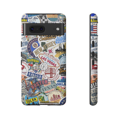 USA Travel Stickers Tough Phone Case