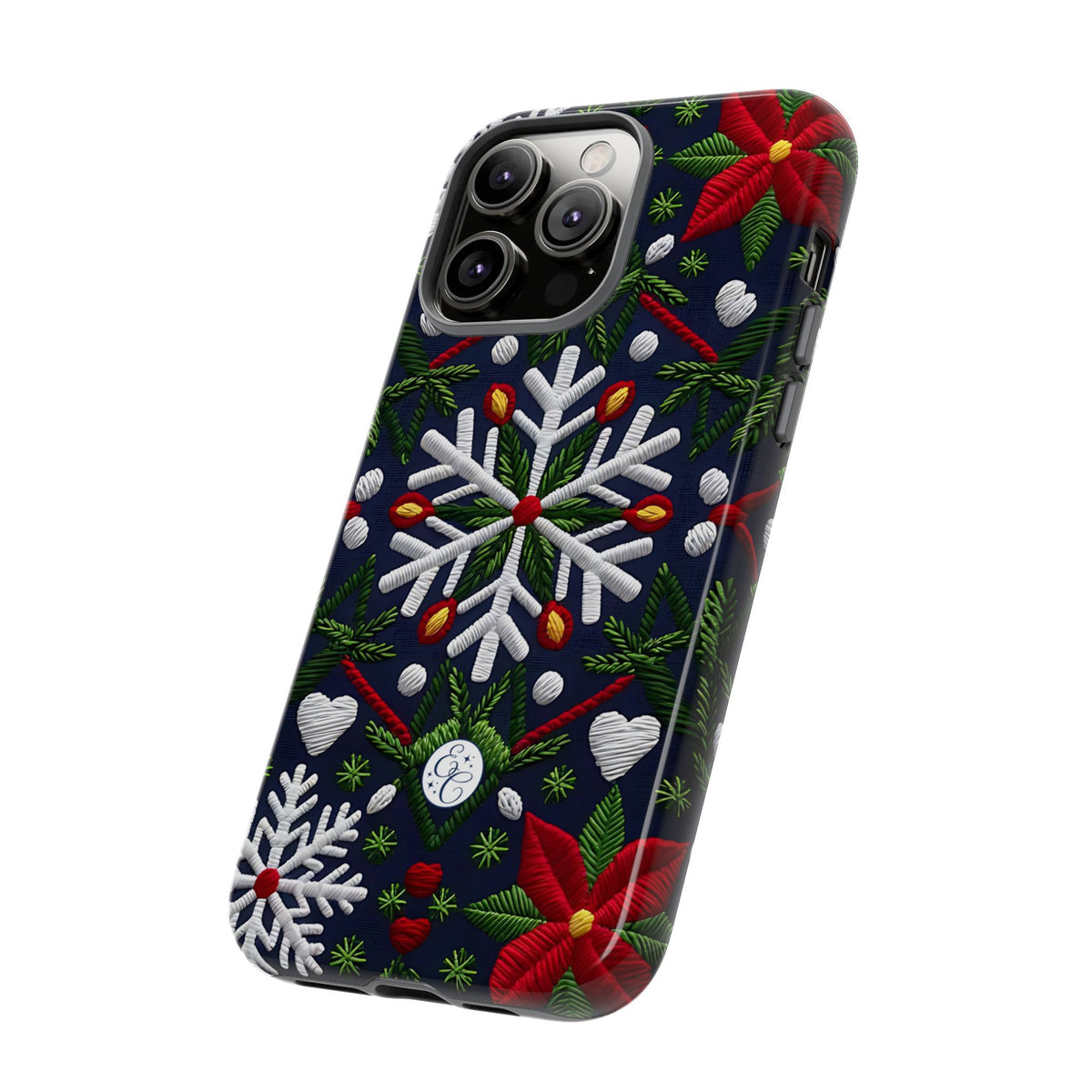 Snowflakes and Poinsettias Phone Case
