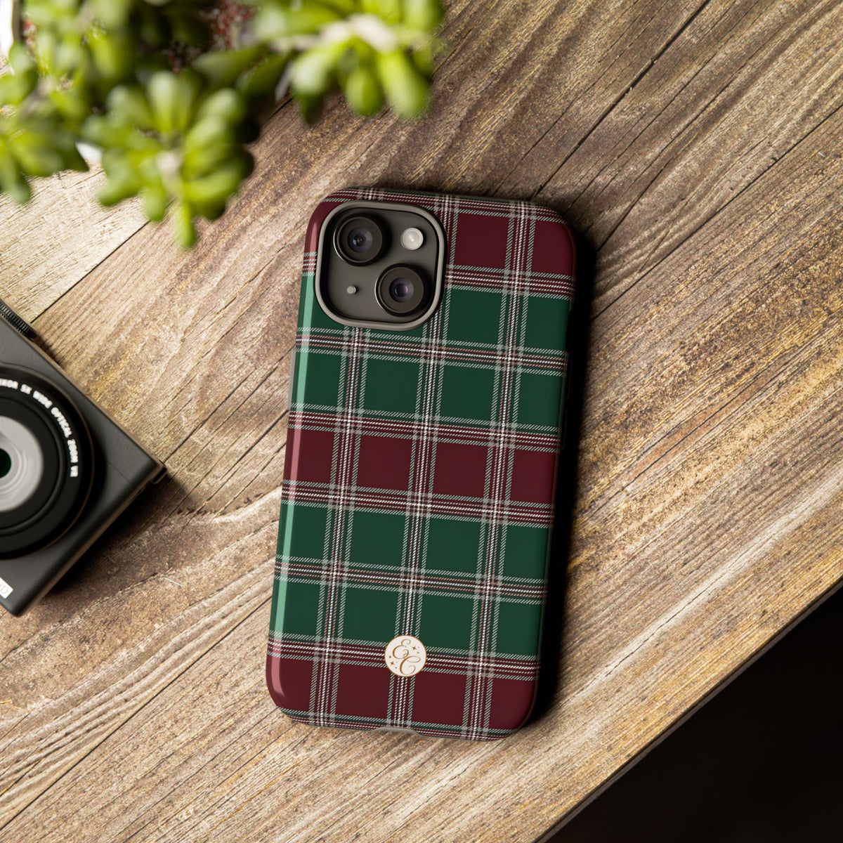 Green & Burgundy Plaid Christmas Phone Case