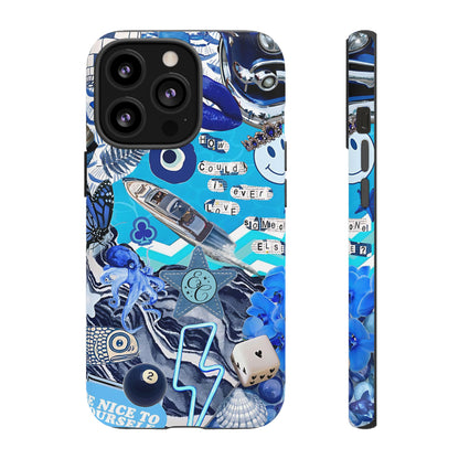 Eclectic Blue Collage Tough Phone Case