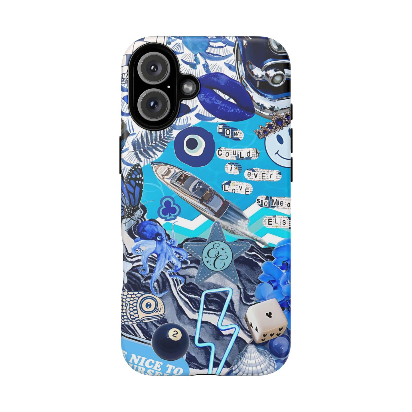 Eclectic Blue Collage Tough Phone Case