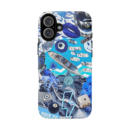 Eclectic Blue Collage Tough Phone Case