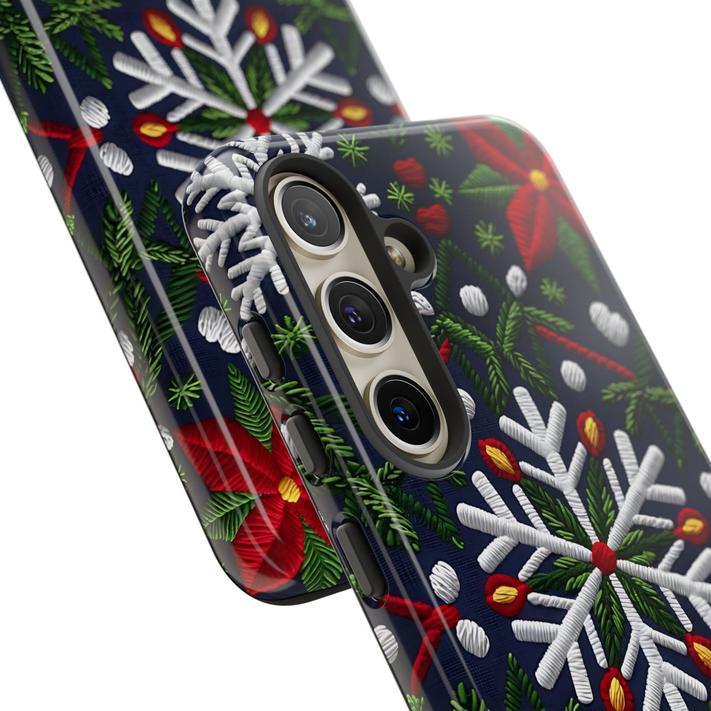 Snowflakes and Poinsettias Tough Phone Case