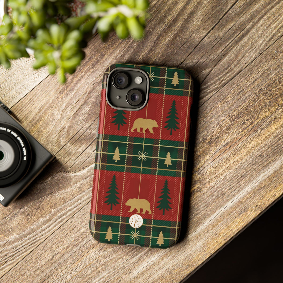 Christmas Bear Plaid Phone Case