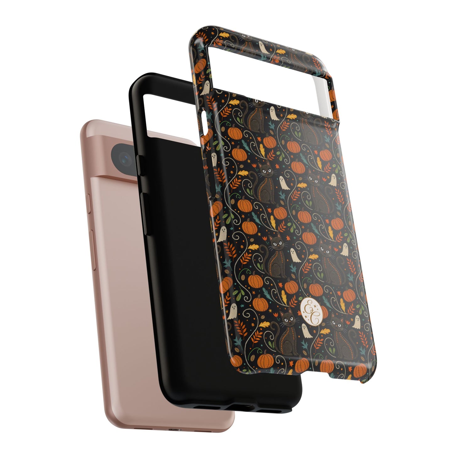Boho Halloween Black Cat Pattern Tough Phone Case
