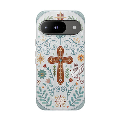 Christian Cross Floral Tough Phone Case