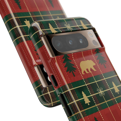 Christmas Bear Plaid Tough Phone Case