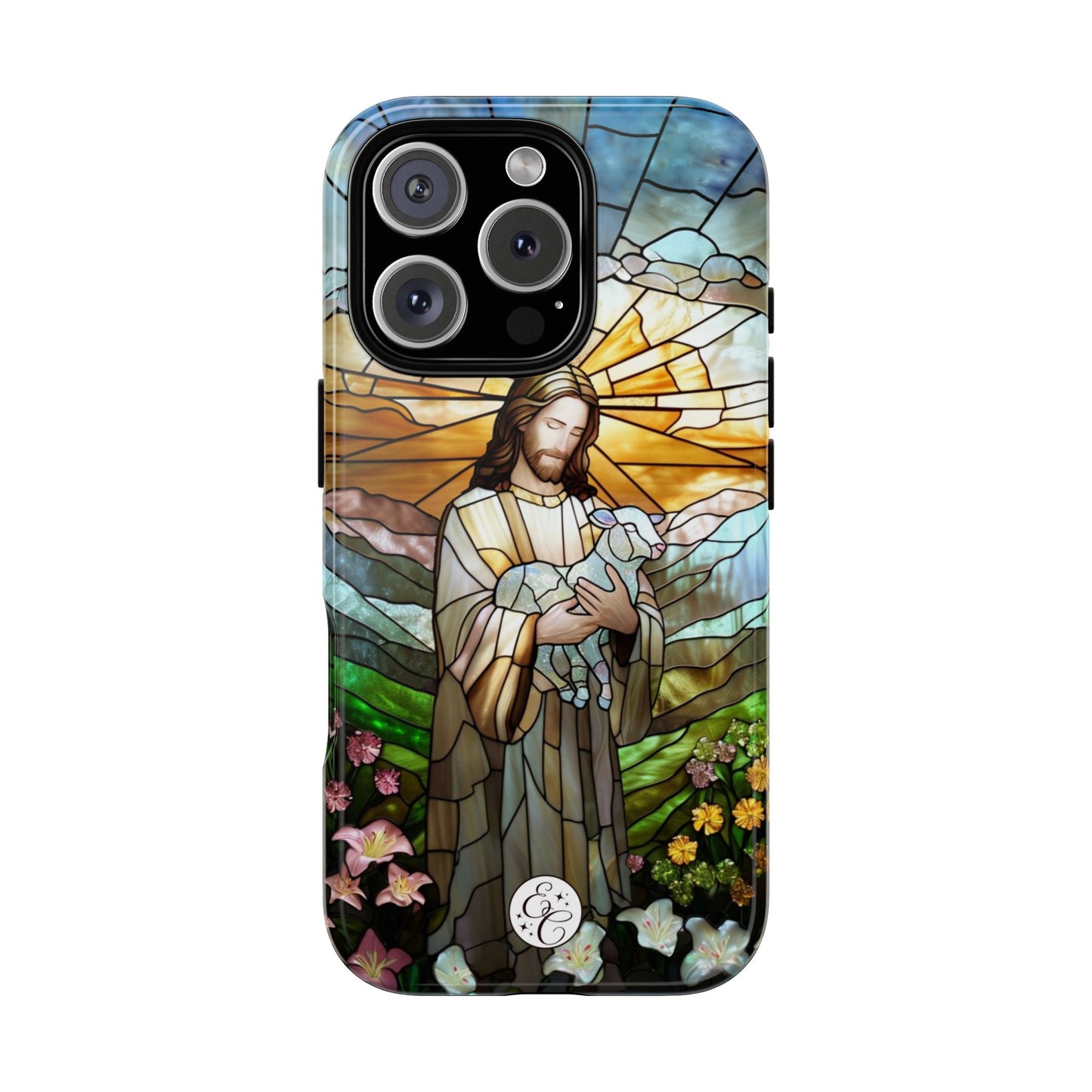 Jesus Holding a Lamb Stained Glass Tough Phone Case