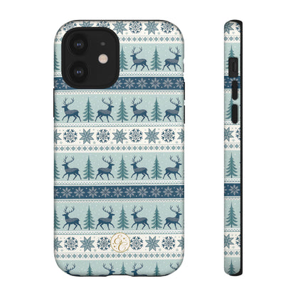 Blue Winter Reindeer Tough Phone Case