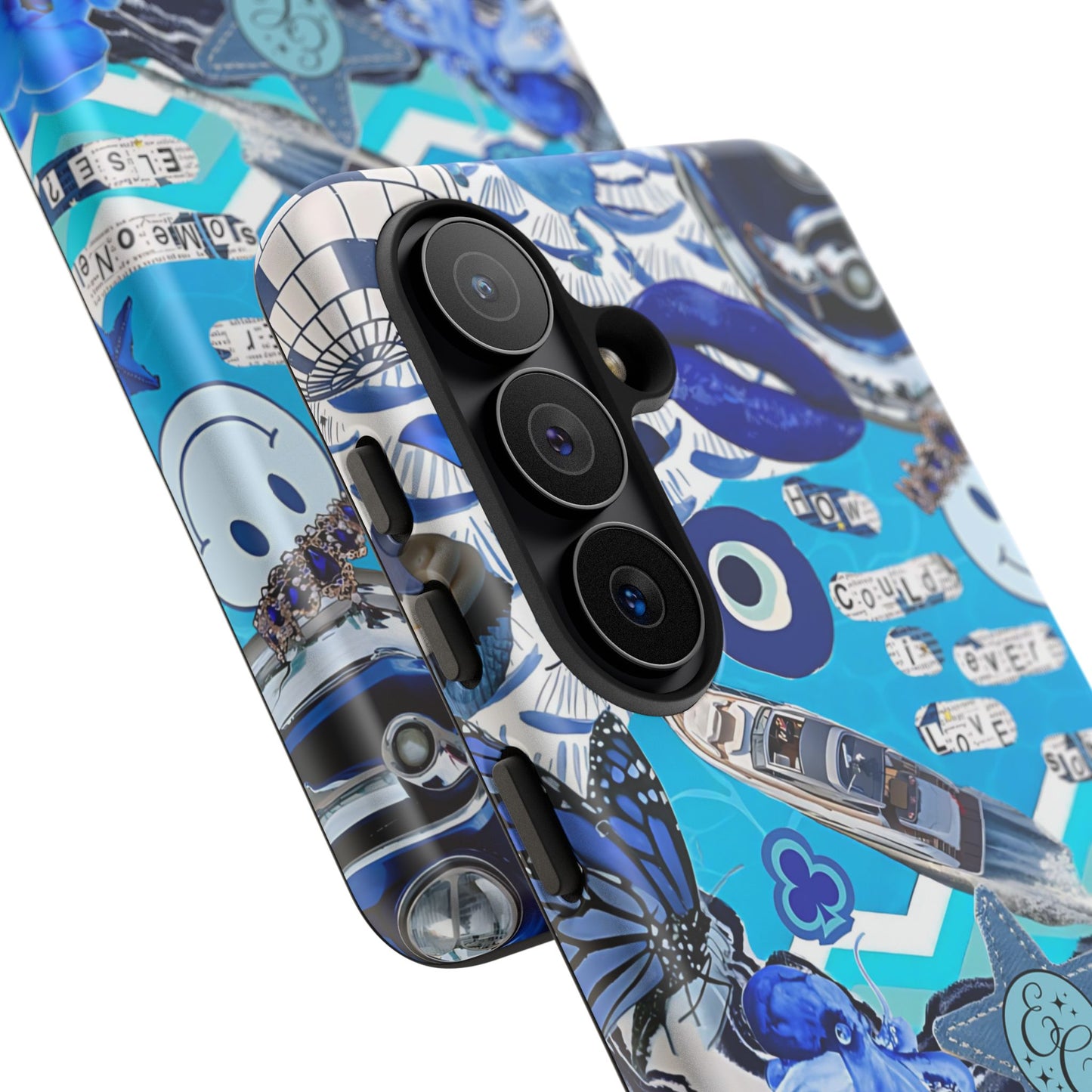 Eclectic Blue Collage Tough Phone Case