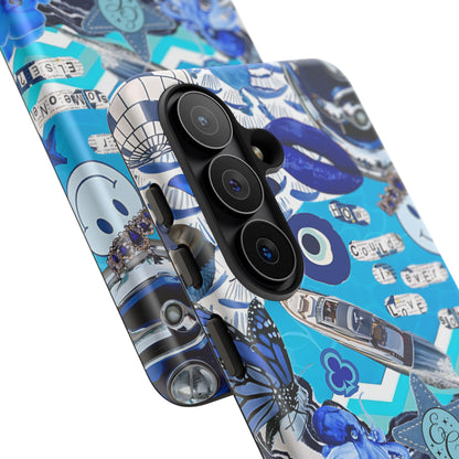 Eclectic Blue Collage Tough Phone Case