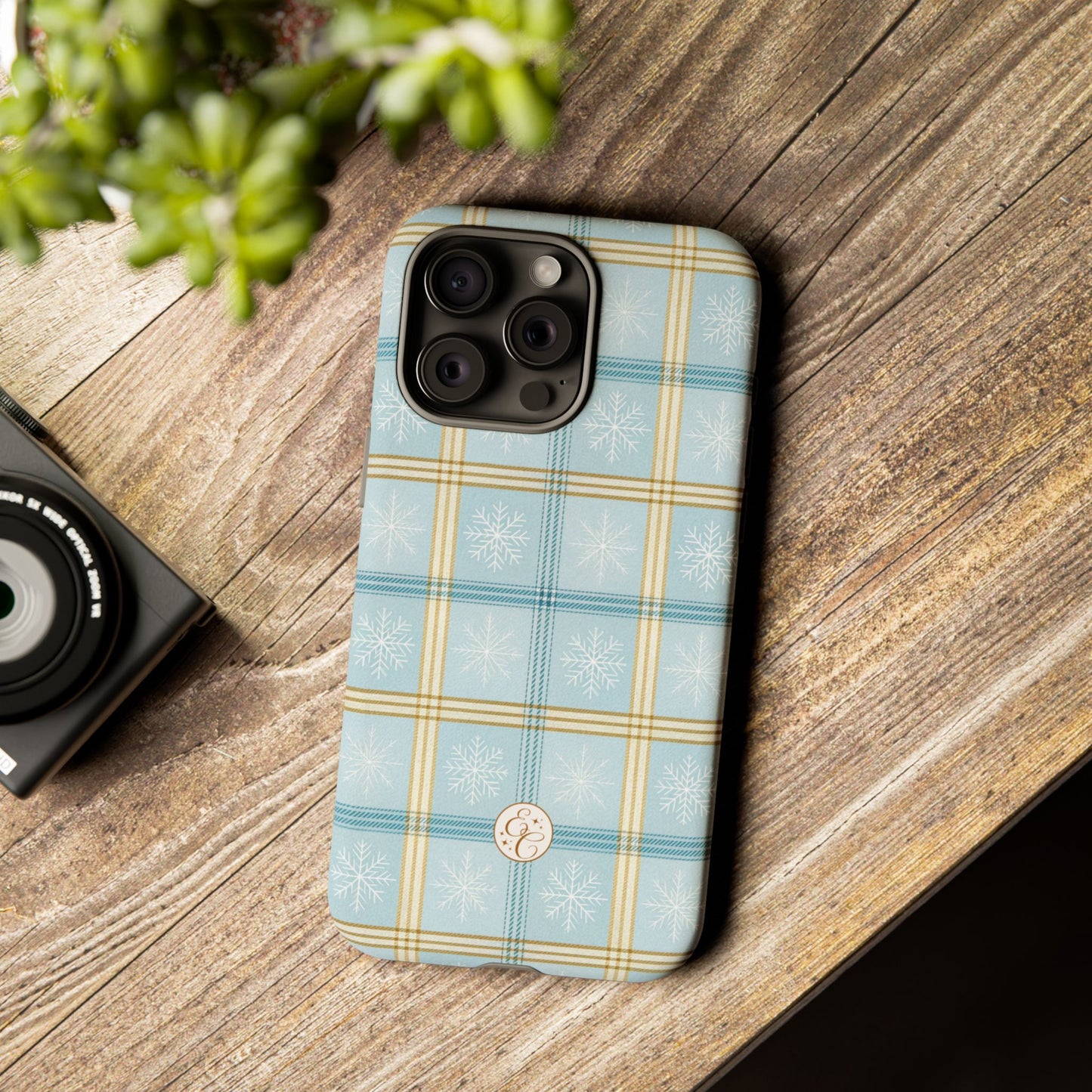 Blue Winter Plaid Tough Phone Case