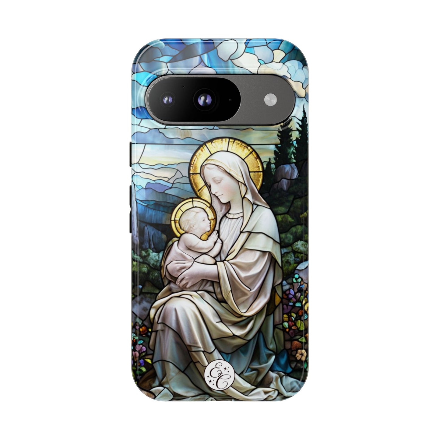 Virgin Mary with Baby Jesus Stained Glass Tough Phone Case