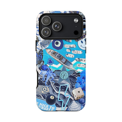 Eclectic Blue Collage Tough Phone Case