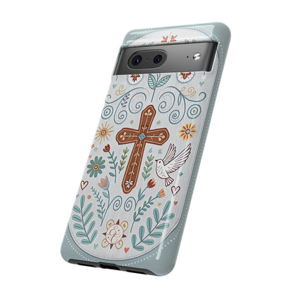 Christian Cross Floral Tough Phone Case