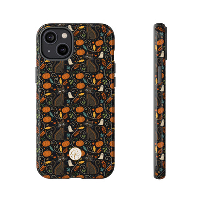 Boho Halloween Black Cat Pattern Tough Phone Case
