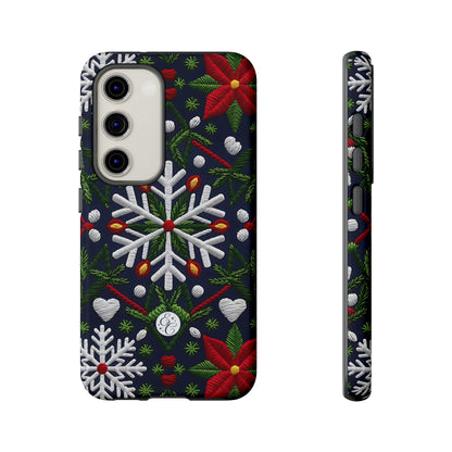 Snowflakes and Poinsettias Tough Phone Case