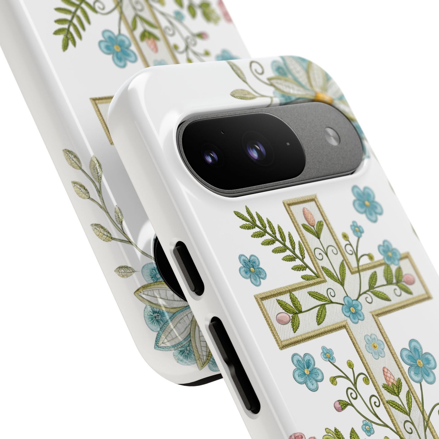 Vintage Easter Floral Cross Tough Phone Case