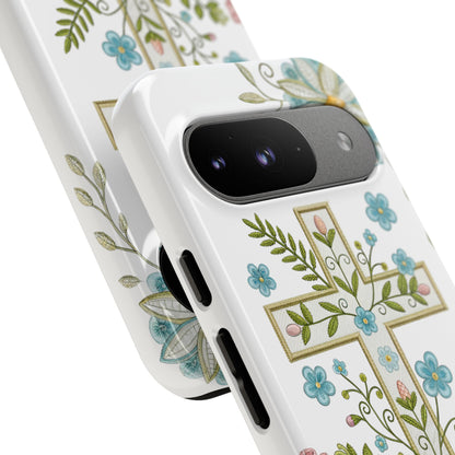 Vintage Easter Floral Cross Tough Phone Case