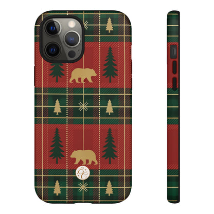 Christmas Bear Plaid Tough Phone Case