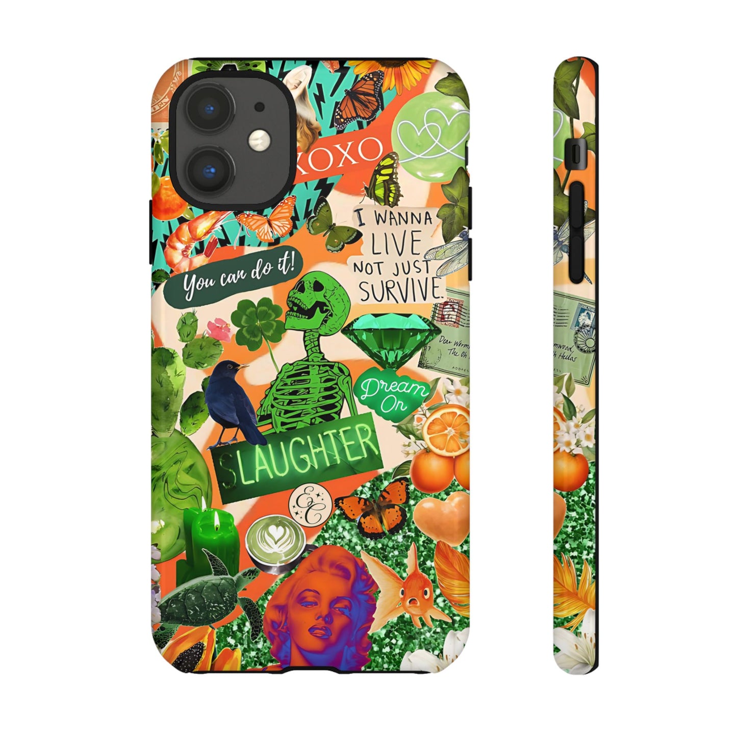 Green and Orange Collage Tough Phone Case