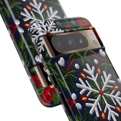 Snowflakes and Poinsettias Phone Case