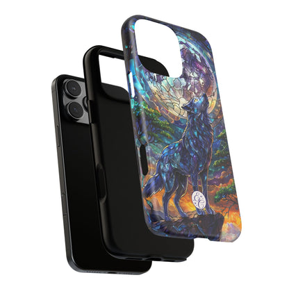 Moonlit Wolf Stained Glass Halloween Phone Case