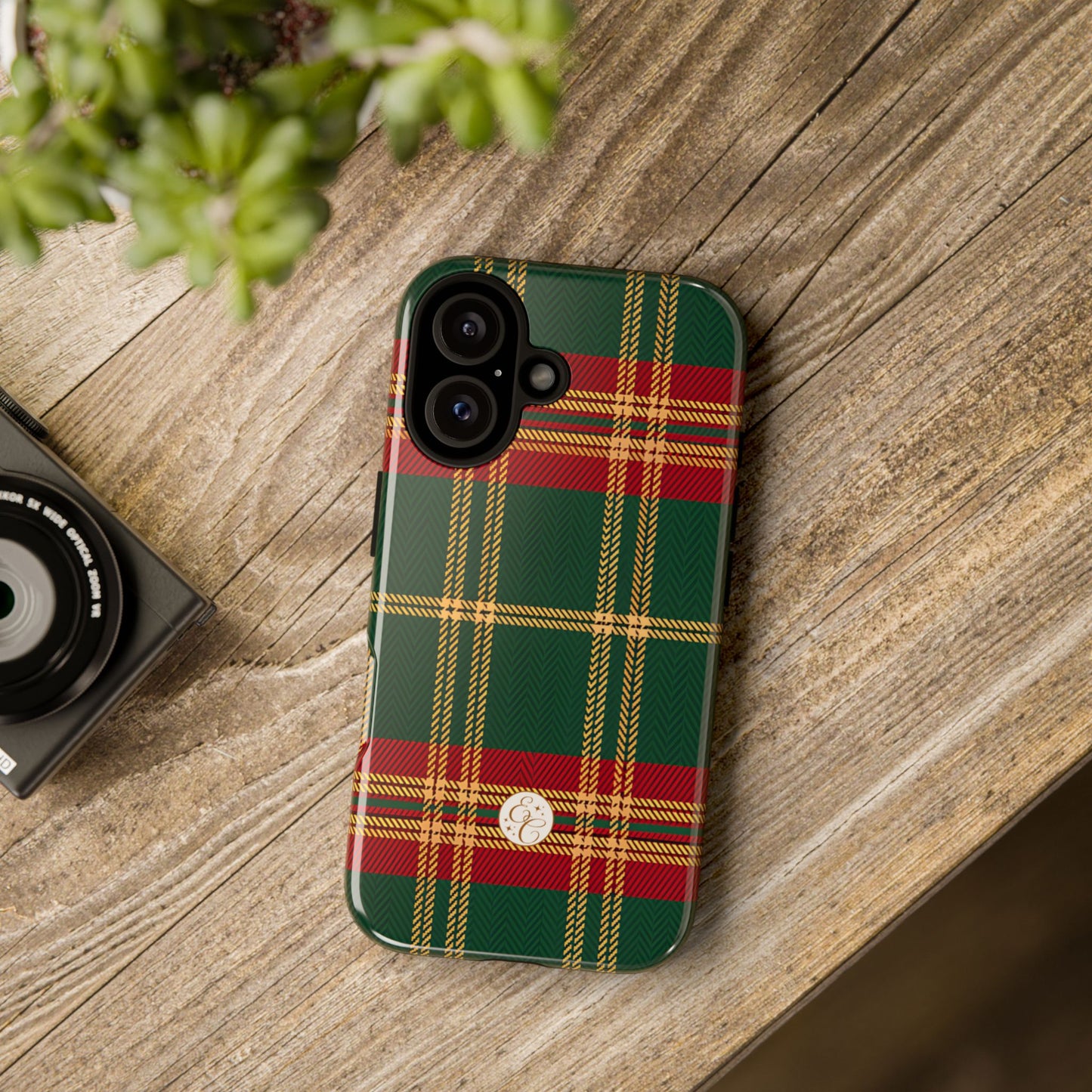 Green Red & Gold Plaid Tough Phone Case