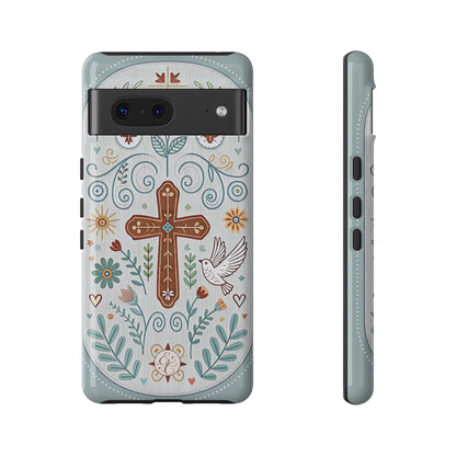 Christian Cross Floral Tough Phone Case