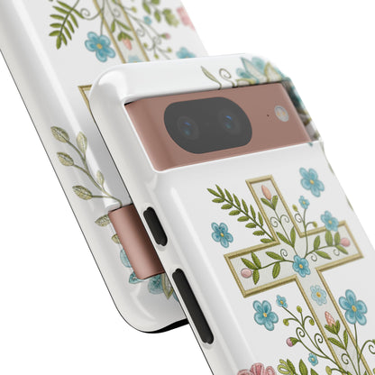 Vintage Easter Floral Cross Tough Phone Case