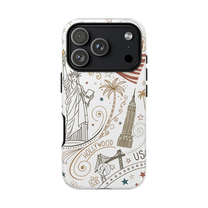 USA Landmarks Boho Doodle Tough Phone Case